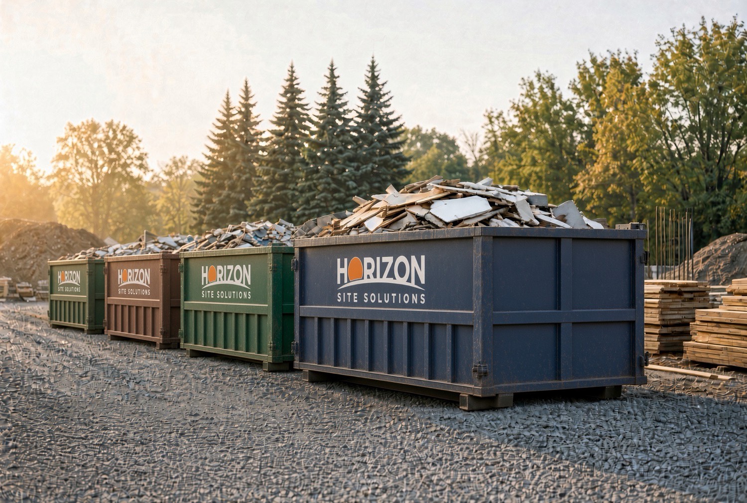 Roll-off dumpsters on a jobsite